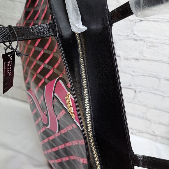 🎈HOLD🎈VICTORIA'S SECRET' TOP~ZIP CARRY~ALL TOTE BAG DOUBLE STRAP RIBBON LOGO - Picture 7 of 16